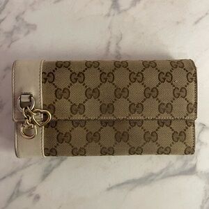 GUCCI LONG CANVAS LEATHER WALLET